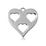 wholesale sterling silver heart charm with 3 cut out inner hearts