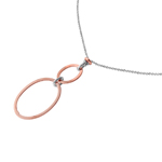 sterling silver chain necklace with rose gold plated dangling loops pendant