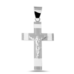 sterling silver high polish border cross matte finish pendant