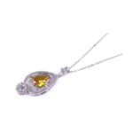 sterling silver champagne cz rhodium plated pear shape pendant necklace