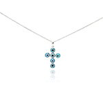 sterling silver cross evil eye cz necklace