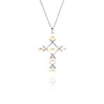 wholesale sterling silver cross cz pearl necklace