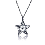 sterling silver black rhodium plated star cz necklace