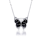 wholesale sterling silver black mop butterfly cz necklace