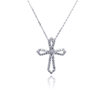 sterling silver open cross cz necklace