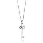 wholesale sterling silver open key cz necklace