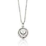 wholesale sterling silver double open circle center cz necklace
