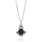 wholesale sterling silver center green frog cz necklace