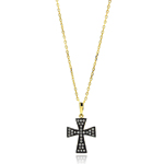 sterling silver gold plated black and cross cz necklace
