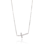 wholesale sterling silver sideways cross cz necklace