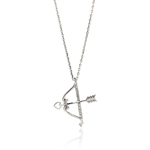 wholesale sterling silver open bow and arrow cz necklace