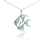 wholesale sterling silver fish micro pave cz necklace