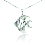 wholesale sterling silver fish micro pave cz necklace