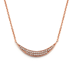 sterling silver rose gold plated crescent cz inlay necklace