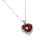 wholesale 925 sterling silver and red cz heart pendant necklace