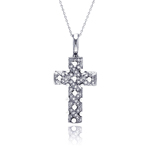 sterling silver fancy cross pendant necklace