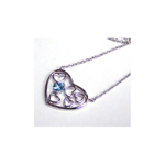 sterling silver blue cz rhodium multi hearts plated pendant necklace