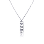 sterling silver bar trio hearts pendant necklace