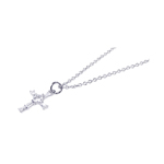 wholesale 925 sterling silver cross baguette and square cz dangling ring necklace