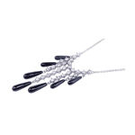 wholesale 925 sterling silver seven teardrop onyx round cz dangling necklace
