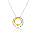 sterling silver gold and rhodium plated circle pendant necklace