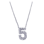 wholesale sterling silver cz number 5 pendant necklace