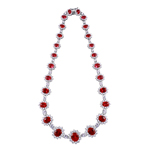 wholesale sterling silver red cz cluster necklace