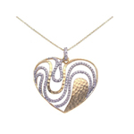 sterling silver gold and rhodium plated cz heart pendant necklace