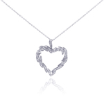 wholesale sterling silver cz heart pendant necklace