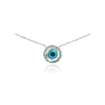 wholesale sterling silver cz evil eye pendant necklace