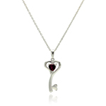 wholesale sterling silver cz heart key pendant necklace