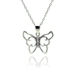 wholesale sterling silver cz butterfly pendant necklace