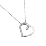 wholesale sterling silver cz heart pendant necklace