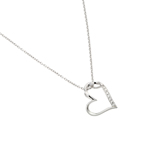 wholesale sterling silver slanted heart pendant necklace