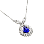 wholesale sterling silver blue cz drop shape pendant necklace