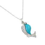 wholesale sterling silver cz turquoise blue whale pendant necklace