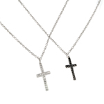 wholesale sterling silver cross with or black cz stones pendant necklace