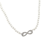 wholesale sterling silver cz infinity pendant on synthetic pearl necklace