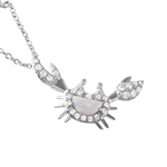 wholesale sterling silver crescent opal round cz crab pendant necklace