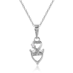 wholesale sterling silver double heart mounting necklace