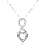 wholesale sterling silver personalized infinity drop heart mounting necklace