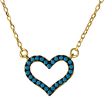 sterling silver gold plated open heart turquoise stones necklace
