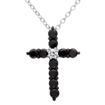 wholesale sterling silver black cz cross necklace