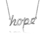 wholesale sterling silver cz word necklace "hope"