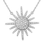 wholesale sterling silver sun necklace encrusted with cz stones