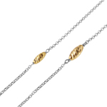 sterling silver chain necklace with gold plated twisting beads