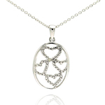sterling silver pendent with four hearts and diamond accent