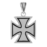 sterling silver stylized iron cross shaped pendant