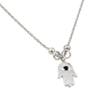 wholesale sterling silver black cz evil eye hamsa pendant necklace