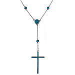 sterling silver black rhodium plated cross necklace with synthetic turquoise stones